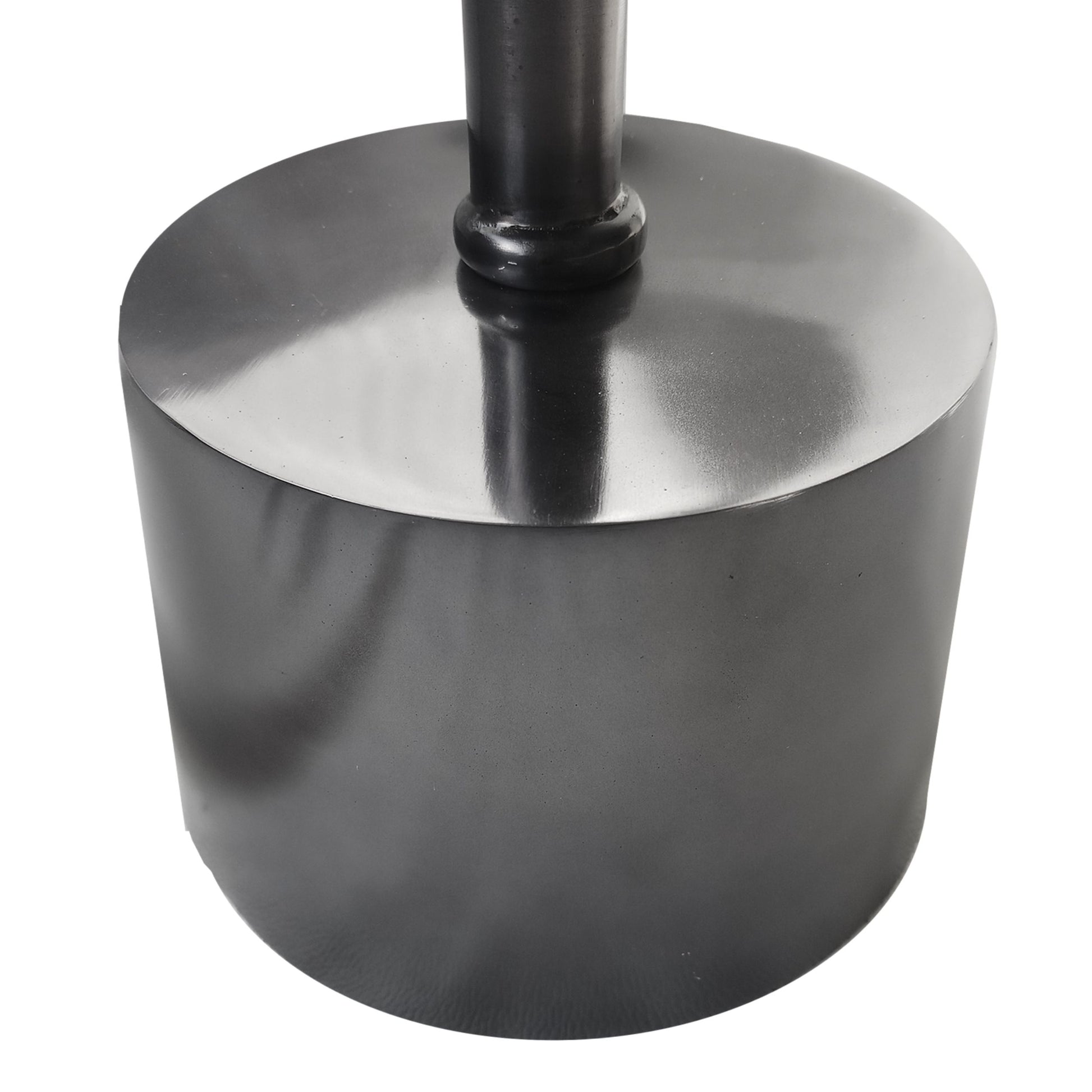 Aluminum Frame Round Side Table With Marble Top And Adjustable Height, Black Black Aluminum