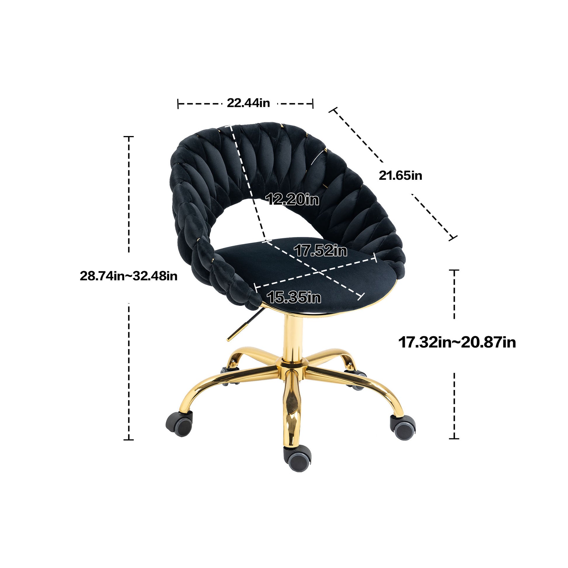 Coolmore Computer Chair Office Chair Adjustable Swivel Chair Fabric Seat Home Study Chair Black Polyester