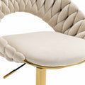 Coolmore Computer Chair Office Chair Adjustable Swivel Chair Fabric Seat Home Study Chair Ivory Polyester