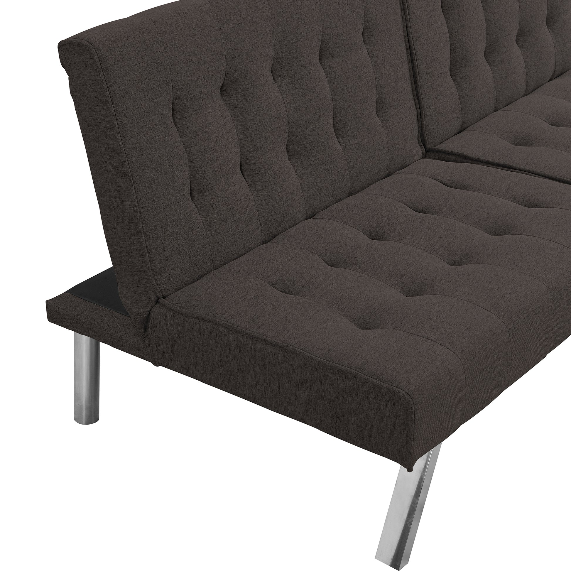 Wood Frame, Stainless Leg, Futon, Sofa Bed Espresso Espresso Fabric