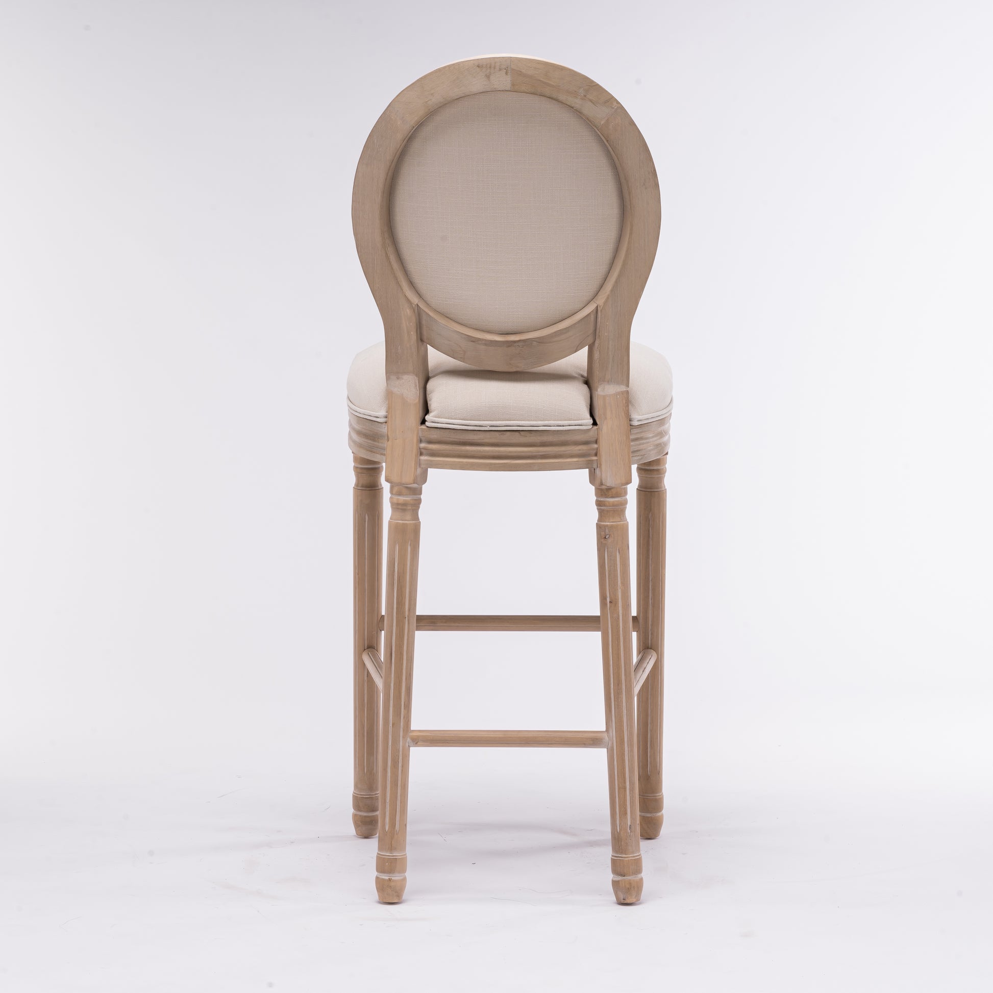French Country Wooden Barstools With Upholstered Seatingbeige And Natural Set Of 2 Beige Fabric Solid Wood Mdf