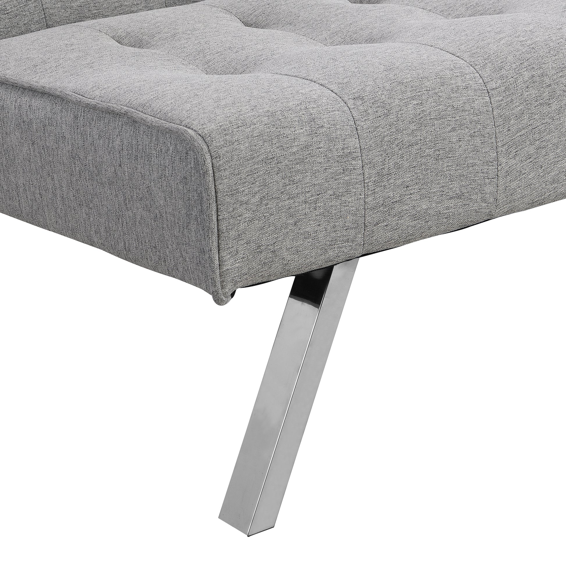 Wood Frame, Stainless Leg, Futon, Sofa Bed Grey Grey Fabric