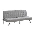 Wood Frame, Stainless Leg, Futon, Sofa Bed Grey Grey Fabric
