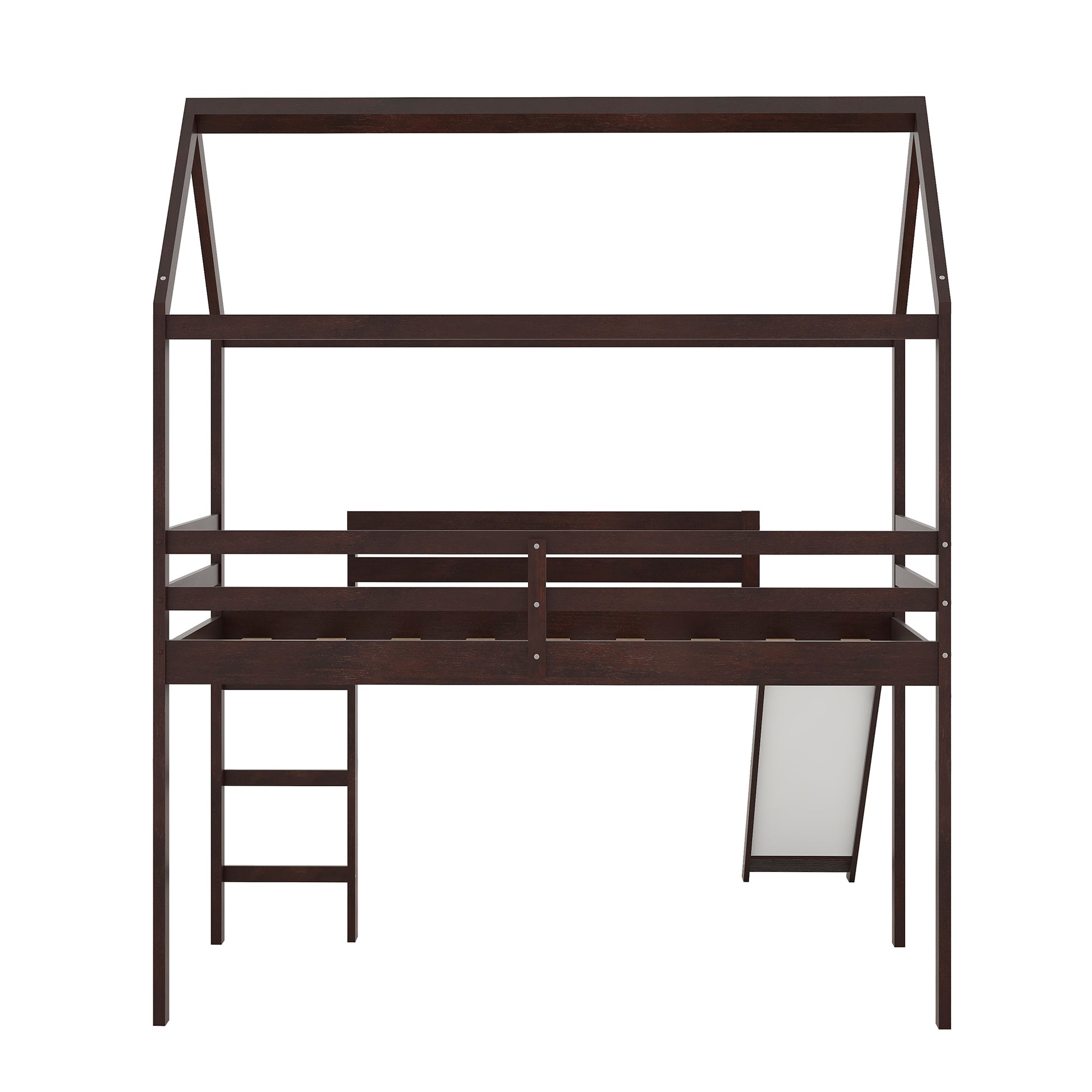 Twin Loft Bed With Slide, House Bed With Slide,Espresso Old Sku :Wf286245Aap Twin Espresso Solid Wood