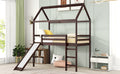 Twin Loft Bed With Slide, House Bed With Slide,Espresso Old Sku :Wf286245Aap Twin Espresso Solid Wood
