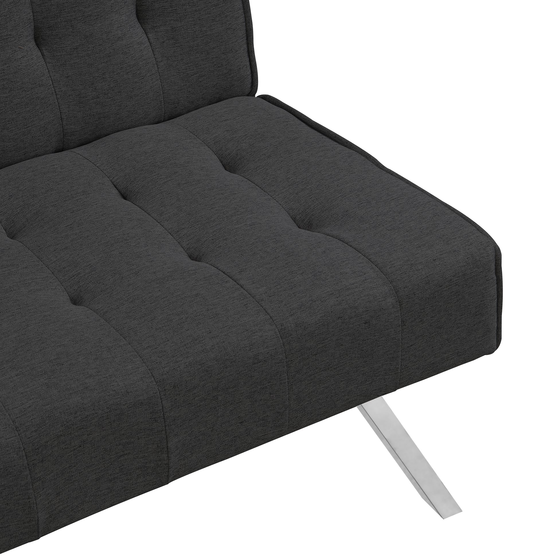 Wood Frame, Stainless Leg, Futon, Sofa Bed Black Black Fabric 2 Seat