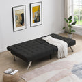 Wood Frame, Stainless Leg, Futon, Sofa Bed Black Black Fabric 2 Seat
