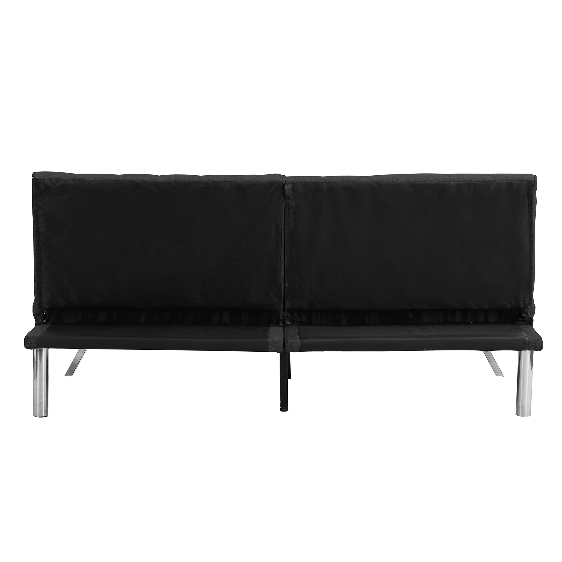 Wood Frame, Stainless Leg, Futon, Sofa Bed Black Black Fabric 2 Seat