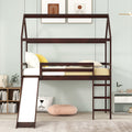 Twin Loft Bed With Slide, House Bed With Slide,Espresso Old Sku :Wf286245Aap Twin Espresso Solid Wood