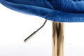 Set Of 2 Bar Stools,With Chrome Footrest And Base Swivel Height Adjustable Mechanical Lifting Velvet Golden Leg Simple Bar Stoo,Blue Blue Foam Fabric