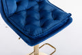 Set Of 2 Bar Stools,With Chrome Footrest And Base Swivel Height Adjustable Mechanical Lifting Velvet Golden Leg Simple Bar Stoo,Blue Blue Foam Fabric