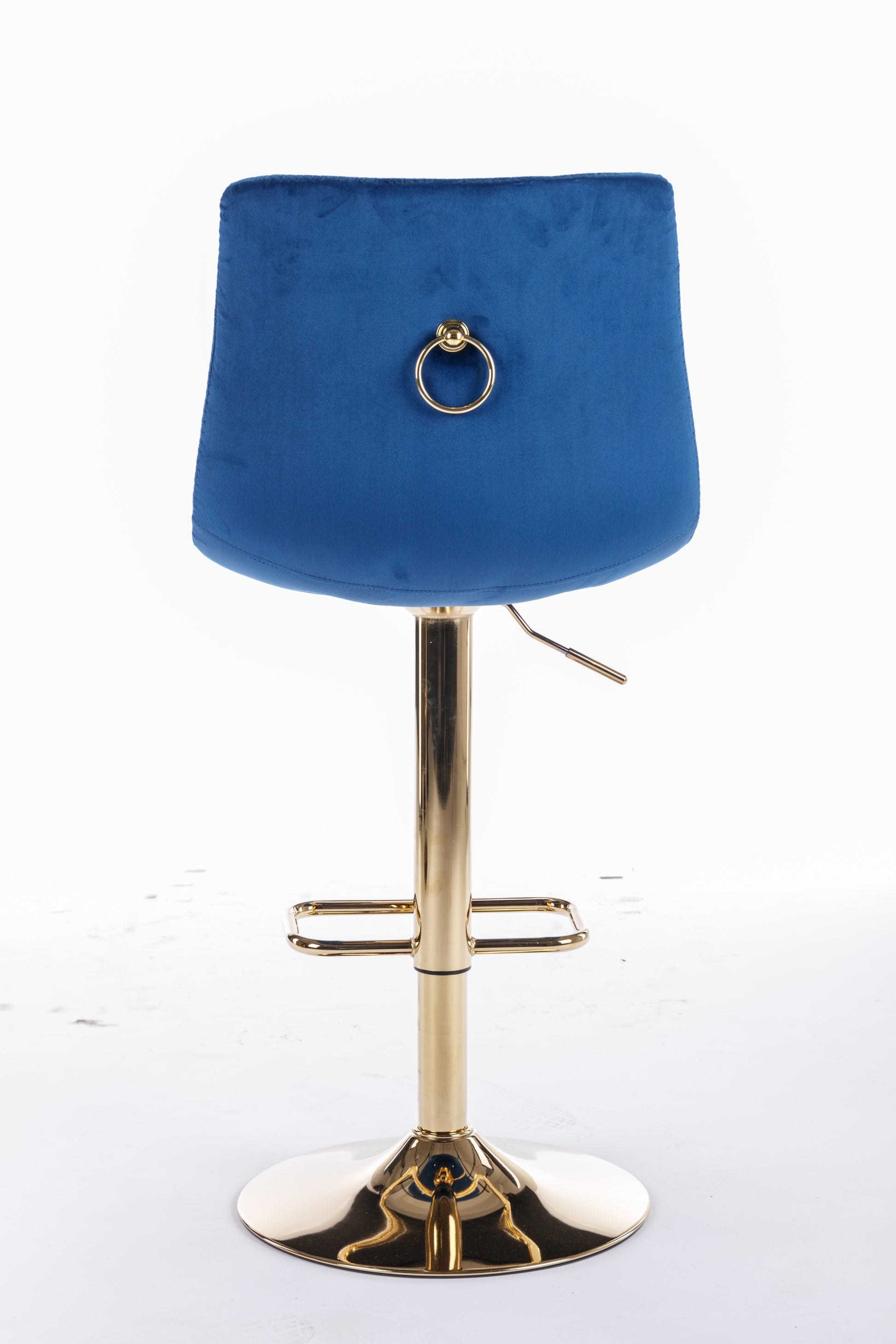 Set Of 2 Bar Stools,With Chrome Footrest And Base Swivel Height Adjustable Mechanical Lifting Velvet Golden Leg Simple Bar Stoo,Blue Blue Foam Fabric