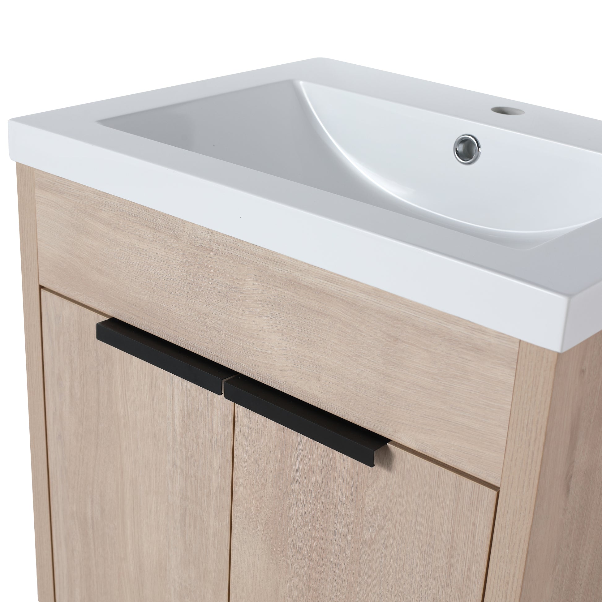 Kd Packing 24 Inch Freestanding Bathroom Vanity With White Resin Sink Sku:Bvb02424Plo Grb2440 ,W1286S00017 Plain Light Oak 2 Bathroom Freestanding Modern Plywood