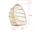 Outdoor Garden Rattan Egg Swing Chair Hanging Chair Wood Khaki Yes Sectional Khaki Uv Resistant Frame Water Resistant Cushion Garden & Outdoor American Design Complete Patio Sets Polypropylene