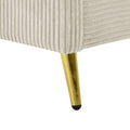 Queen Size Corduroy Platform Bed With Metal Legs, Beige Beige Corduroy