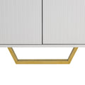 Modern Sideboard With Four Doors, Metal Handles & Legs And Adjustable Shelves Kitchen Cabinet White White Particle Board