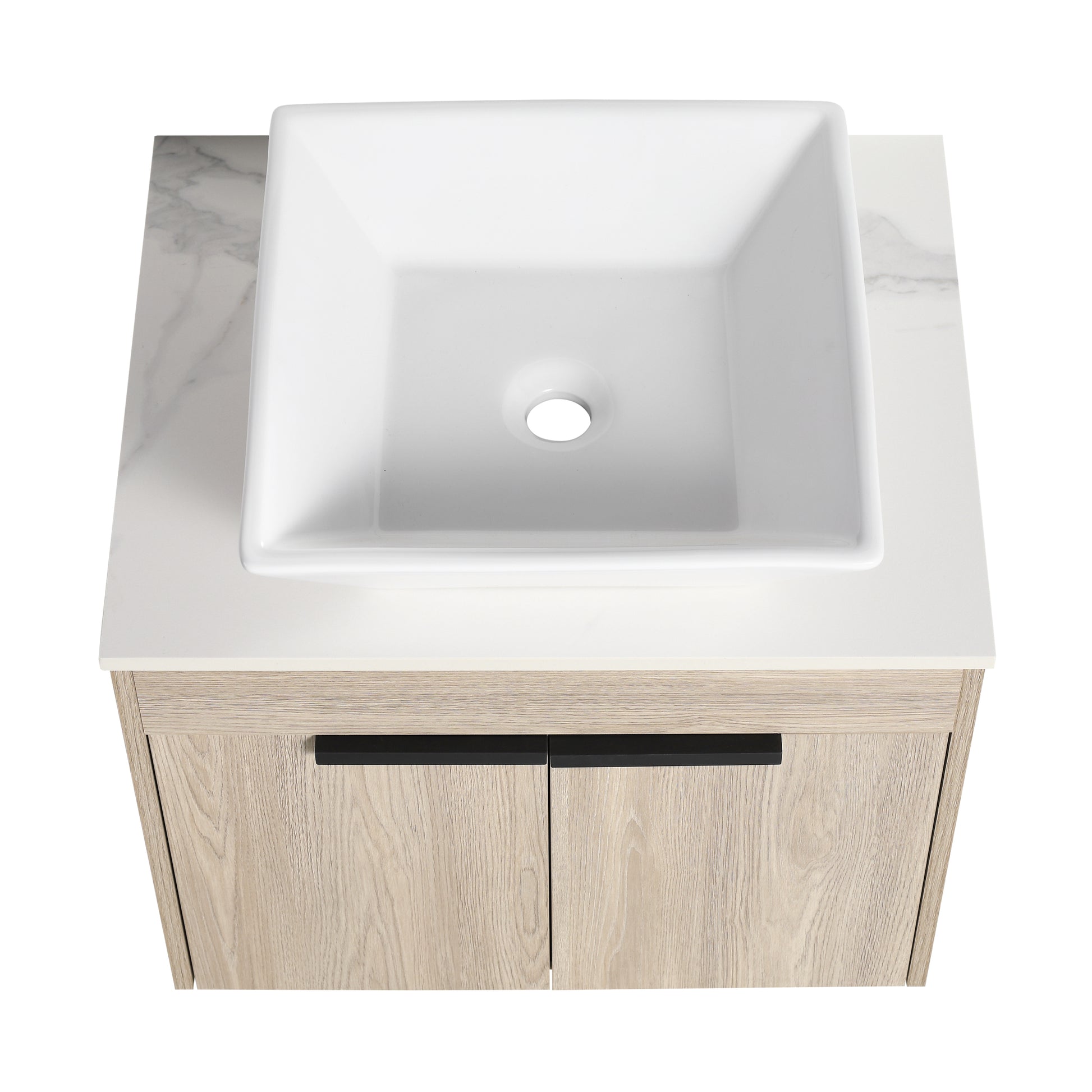 24 " Modern Design Float Bathroom Vanity With Ceramic Basin Set, Wall Mounted White Oak Vanity With Soft Close Door,Kd Packing,Kd Packing,2 Pieces Parcel Top Bab101Mowh White Oak Plywood