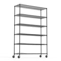 6 Tier Wire Shelving Unit, 6000 Lbs Nsf Height Adjustable Metal Garage Storage Shelves With Wheels, Heavy Duty Storage Wire Rack Metal Shelves Black Black Iron Plastic