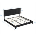 King Size Upholstered Platform Bed Frame With Linen Fabric Headboard, No Box Spring Needed, Wood Slat Support, Easy Assembly, Black Black Fabric