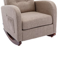 High Back Rocking Chair Nursery Chair .Comfortable Rocker Fabric Padded Seat .Modern High Back Armchair Camel Polyester
