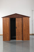 6Ft X 6Ft Outdoor Metal Storage Shed With Metal Floor Base ,With Window Coffee Iron