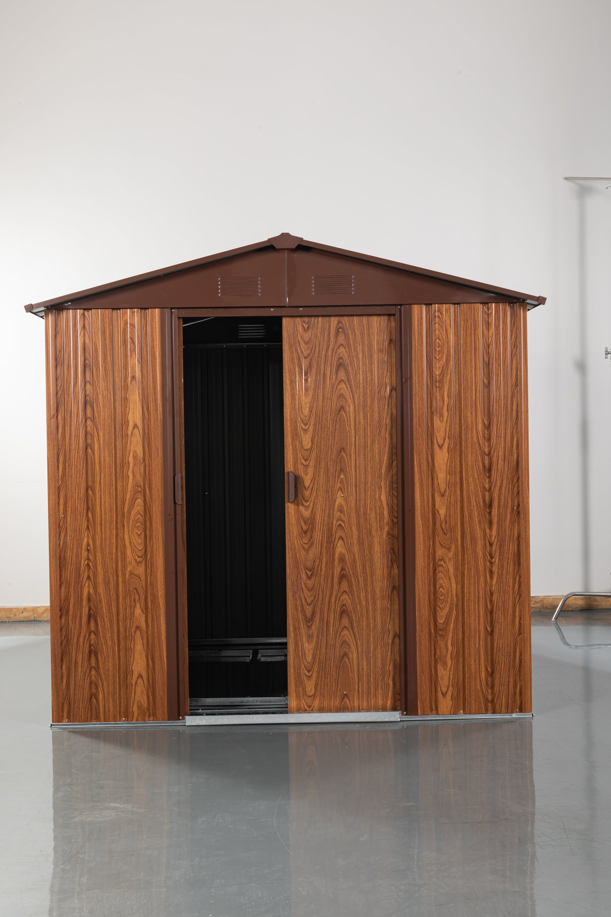 6Ft X 6Ft Outdoor Metal Storage Shed With Metal Floor Base ,With Window Coffee Iron