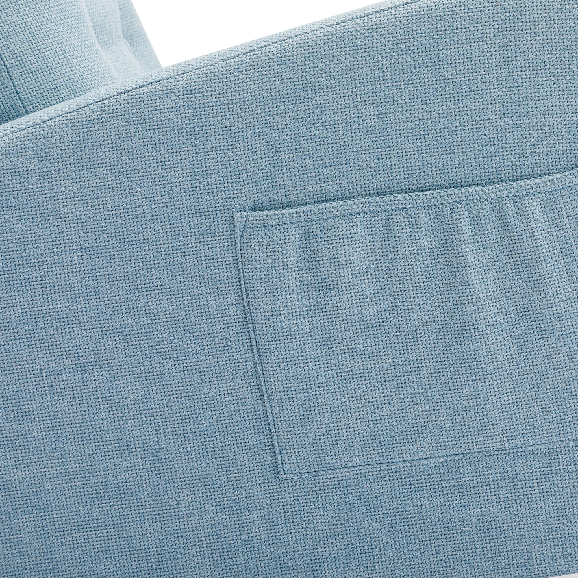 High Back Rocking Chair Nursery Chair .Comfortable Rocker Fabric Padded Seat .Modern High Back Armchair Light Blue Polyester