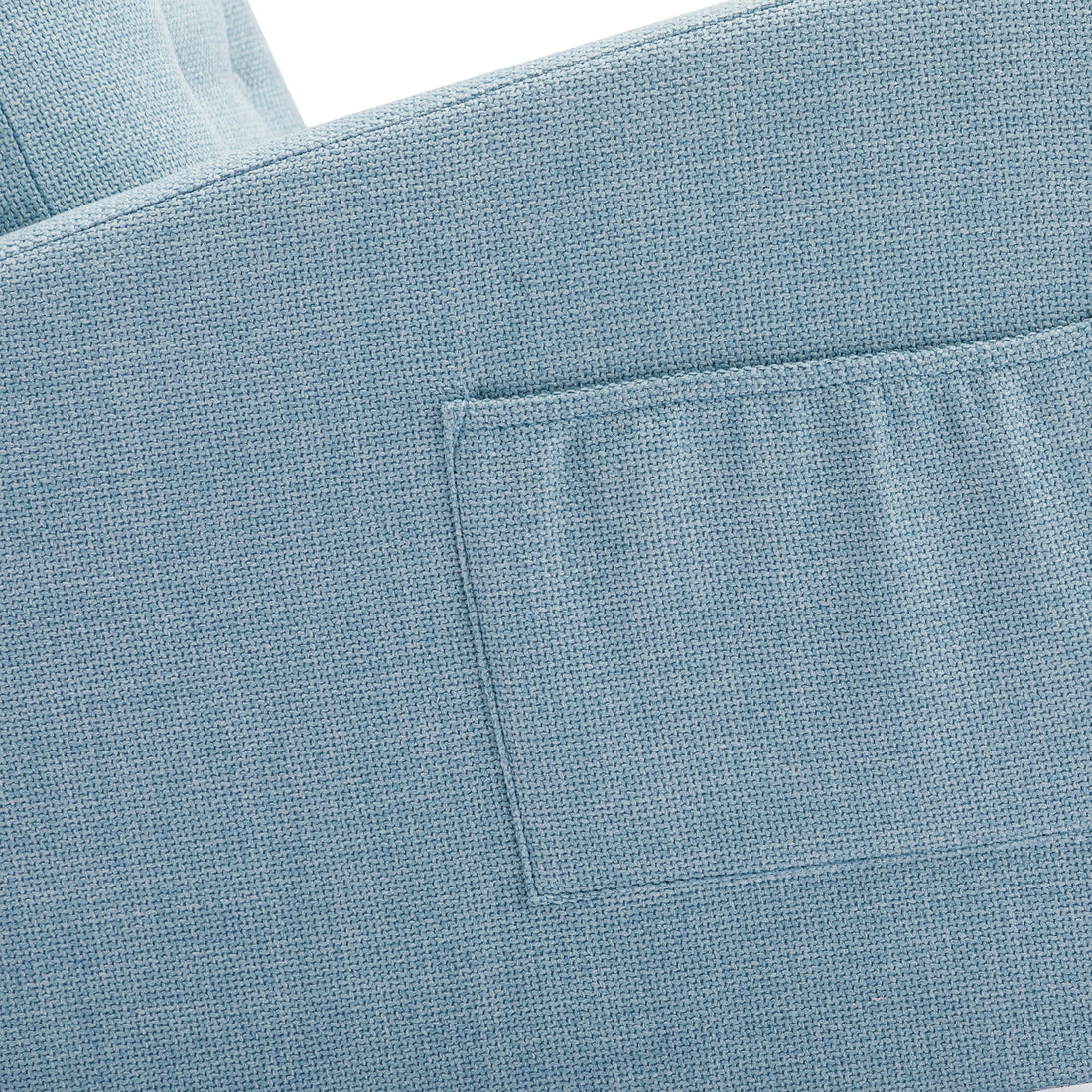 High Back Rocking Chair Nursery Chair .Comfortable Rocker Fabric Padded Seat .Modern High Back Armchair Light Blue Polyester