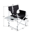 1 Piece Padded Folding Outdoor Chair With Side Table And Storage Pockets,Lightweight Oversized Directors Chair For Indoor, Outdoor Camping, Picnics And Fishing,Black Grey Black Gray Aluminum