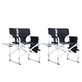 Set Of 3, Folding Outdoor Table And Chairs Set For Indoor, Outdoor Camping, Picnics, Beach,Backyard, Bbq, Party, Patio, Black Gray Black Aluminum
