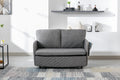 Coolmore Convertible Sleeper Sofa Bed, Modern Velvet Loveseat Couch With Pull Out Bed, Small Beautiful Seat Futon Sofa Bed With Headboard, 2 Pillows & Side Pockets For Living Room Light Grey Linen