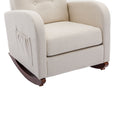 High Back Rocking Chair Nursery Chair .Comfortable Rocker Fabric Padded Seat .Modern High Back Armchair Beige Polyester