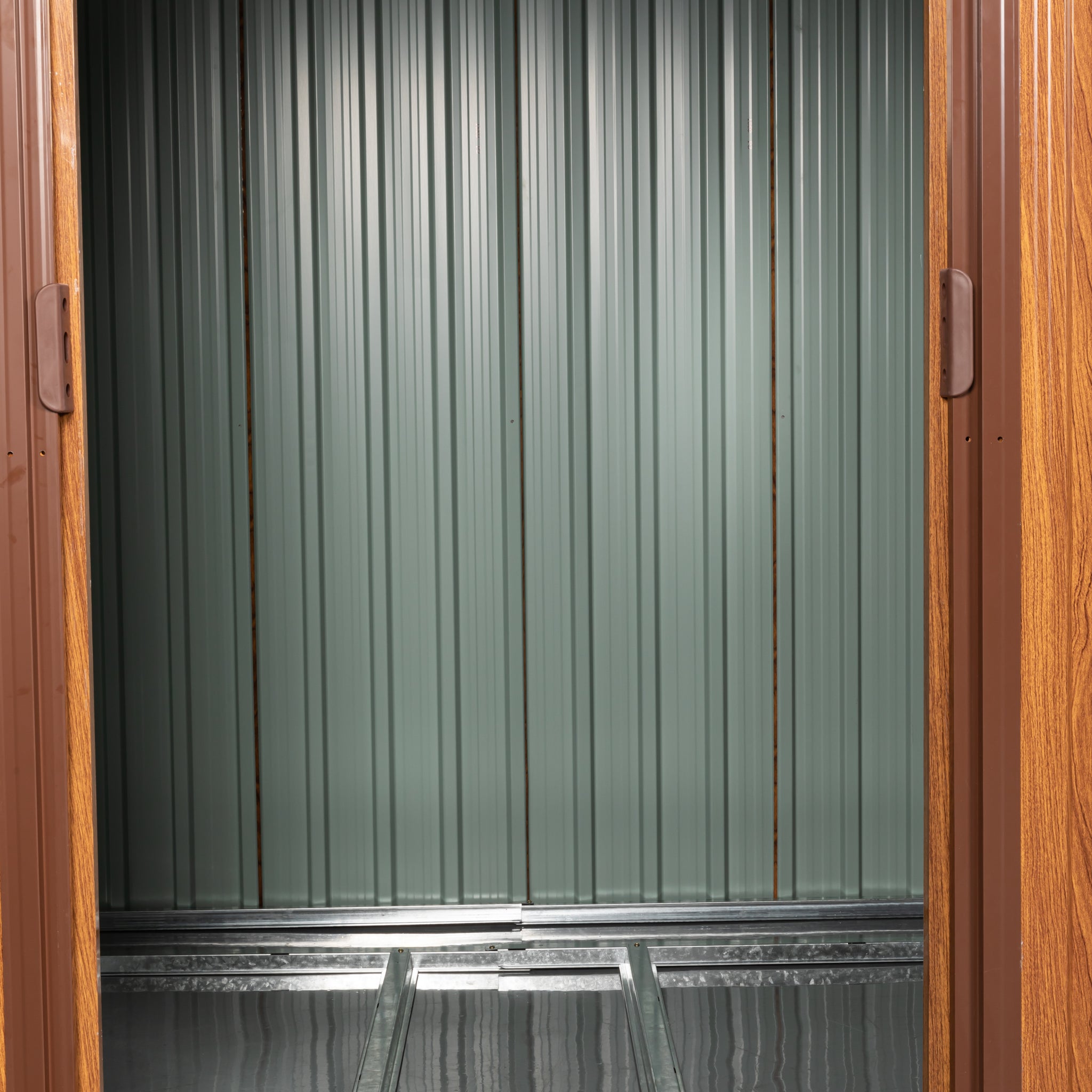 6Ft X 6Ft Outdoor Metal Storage Shed With Metal Floor Base ,With Window Coffee Iron