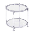W82153571 Contemporary Acrylic End Table, Side Table With Tempered Glass Top, Chrome Silver End Table For Living Room&Bedroom Chrome Glass Iron