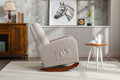 High Back Rocking Chair Nursery Chair .Comfortable Rocker Fabric Padded Seat .Modern High Back Armchair Camel Polyester