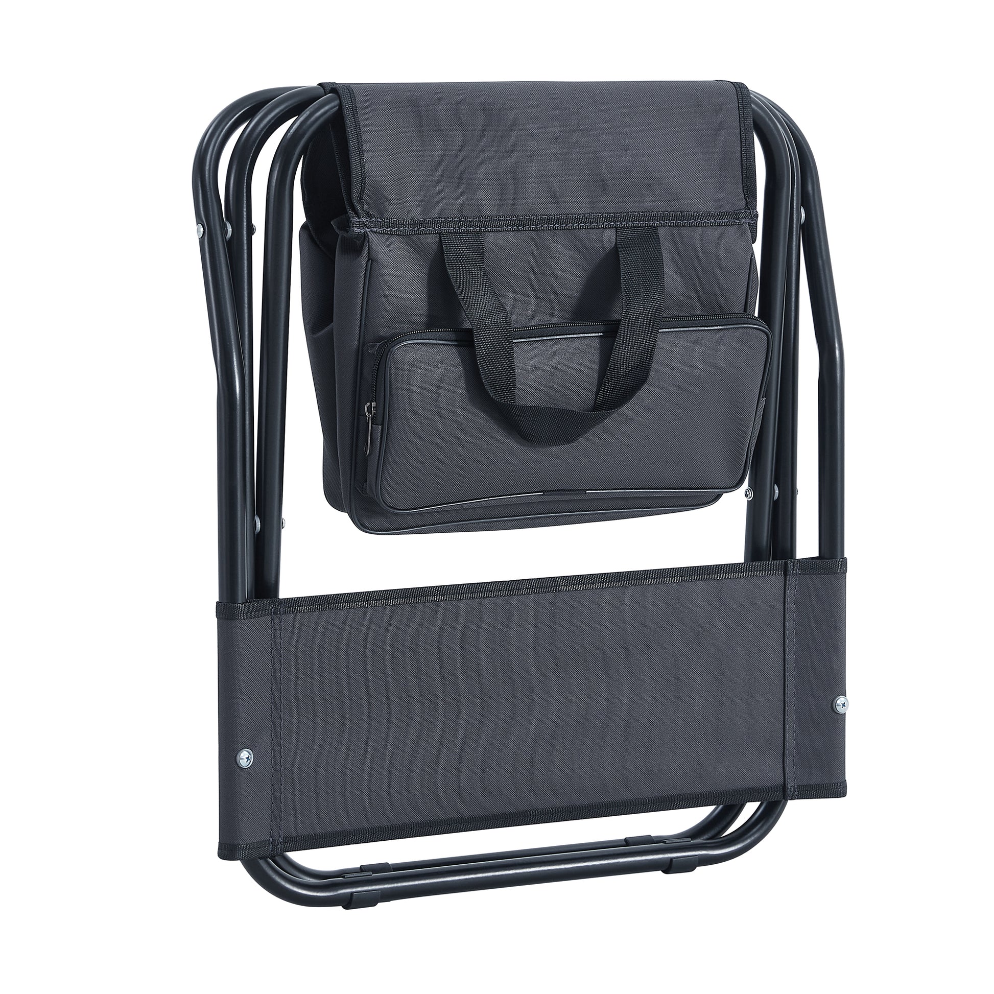 Set Of 3, Folding Outdoor Table And Chairs Set For Indoor, Outdoor Camping, Picnics, Beach,Backyard, Bbq, Party, Patio, Black Gray Black Aluminum