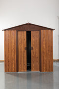 6Ft X 6Ft Outdoor Metal Storage Shed With Metal Floor Base ,With Window Coffee Iron