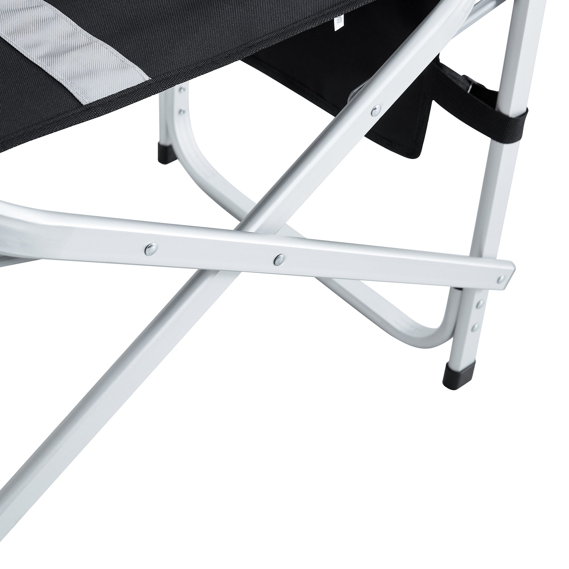 1 Piece Padded Folding Outdoor Chair With Side Table And Storage Pockets,Lightweight Oversized Directors Chair For Indoor, Outdoor Camping, Picnics And Fishing,Black Grey Black Gray Aluminum