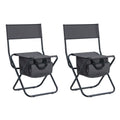 2 Piece Folding Outdoor Chair With Storage Bag, Portable Chair For Indoor, Outdoor Camping, Picnics And Fishing,Grey Gray Steel