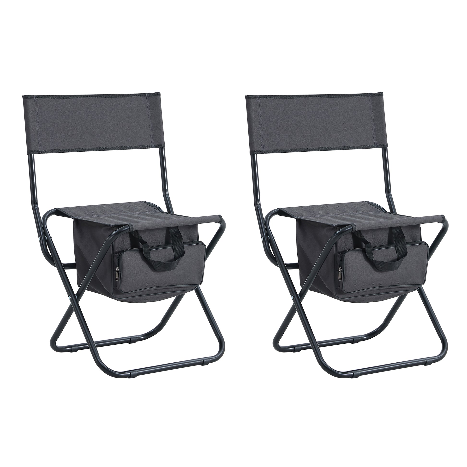 Set Of 3, Folding Outdoor Table And Chairs Set For Indoor, Outdoor Camping, Picnics, Beach,Backyard, Bbq, Party, Patio, Black Gray Black Aluminum