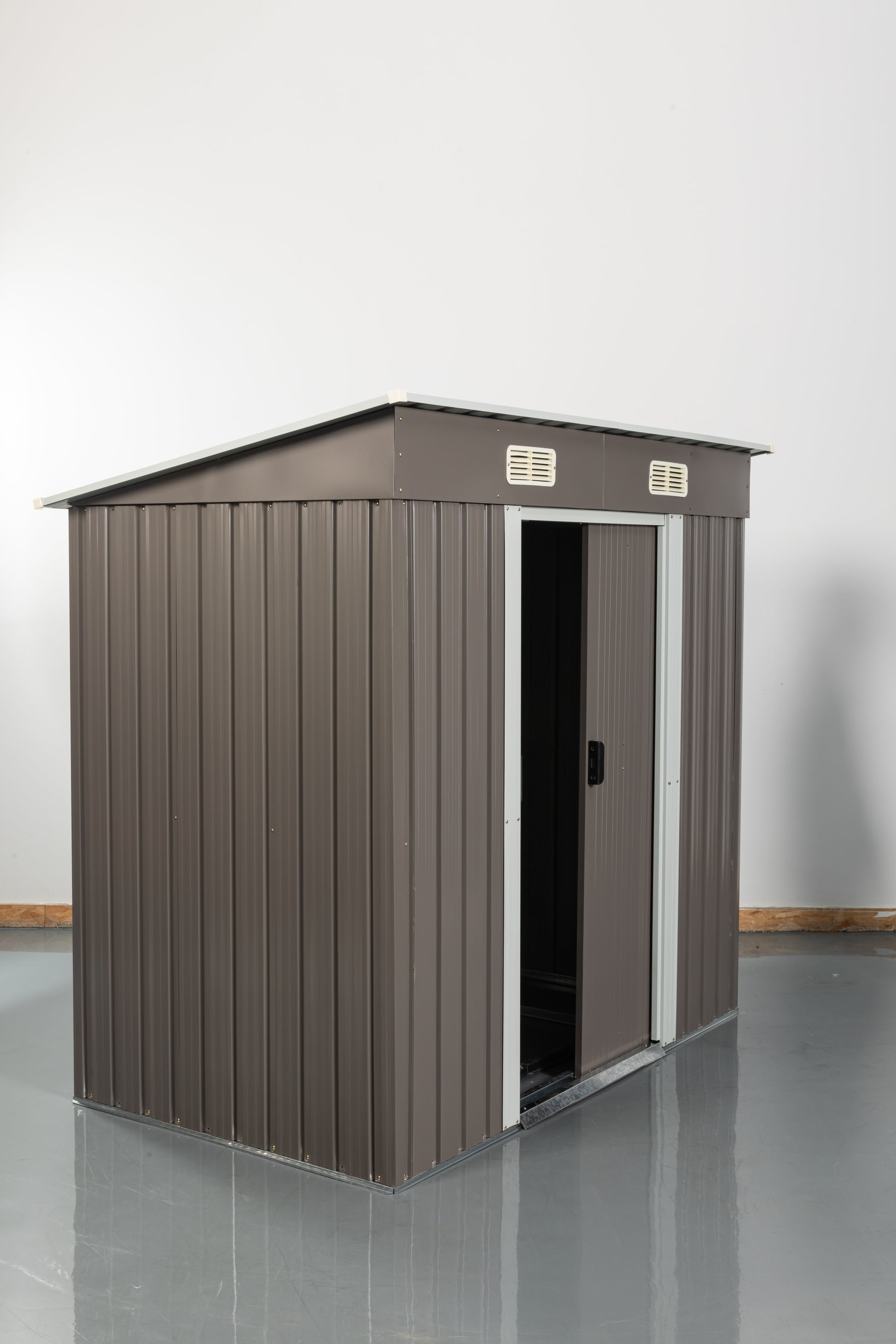 6Ft X 4Ft Outdoor Metal Storage Shed Grey Iron