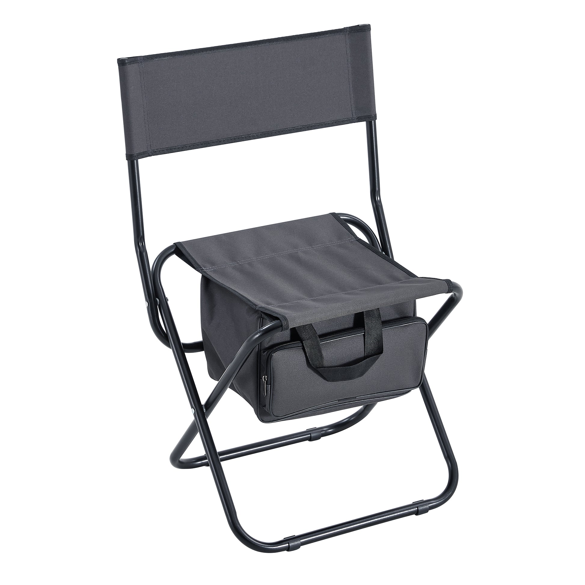 2 Piece Folding Outdoor Chair With Storage Bag, Portable Chair For Indoor, Outdoor Camping, Picnics And Fishing,Grey Gray Steel