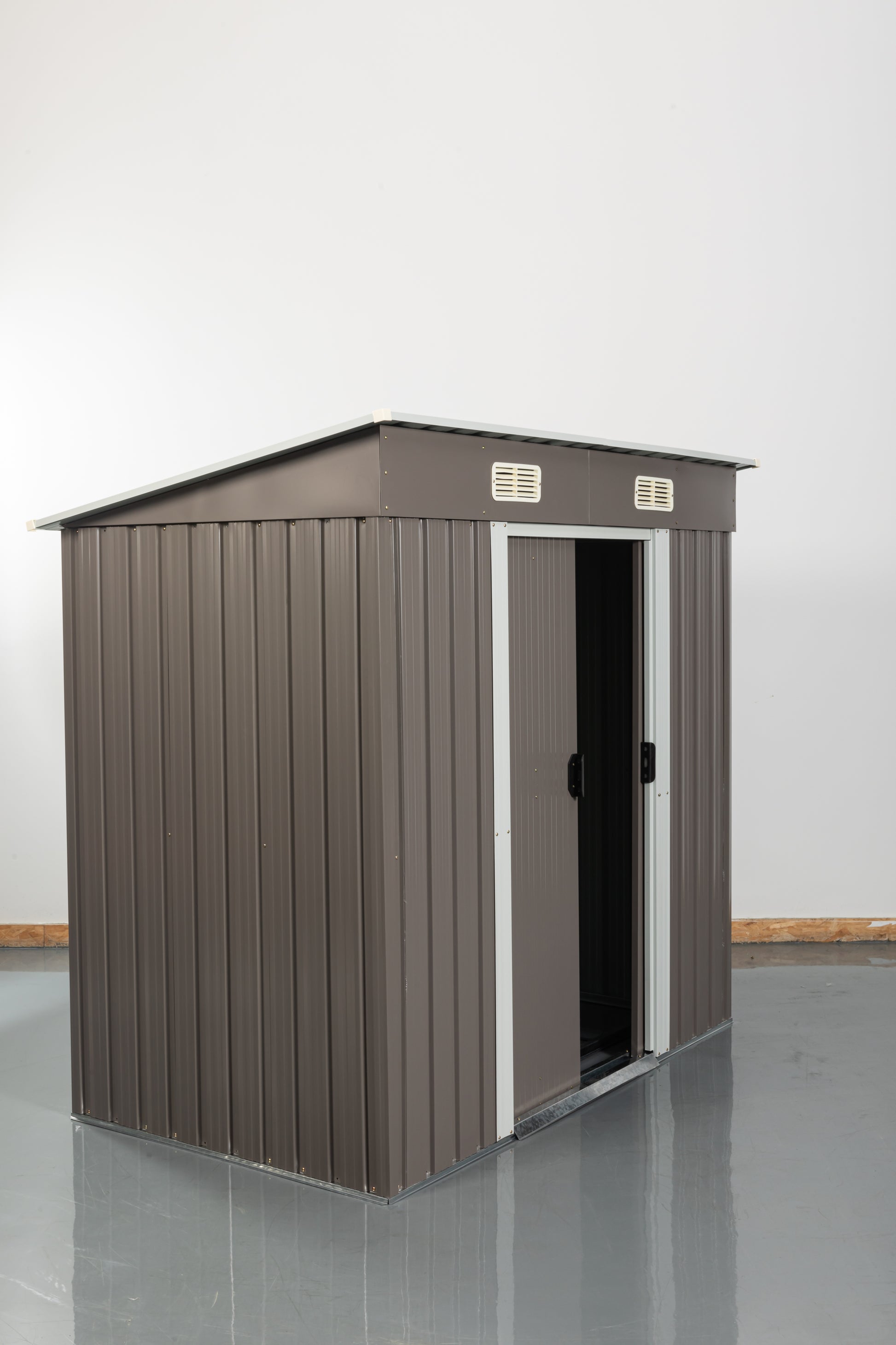 6Ft X 4Ft Outdoor Metal Storage Shed Grey Iron