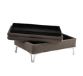 Casual Style Storage Ottoman 1Pc Chocolate Color Fabric Upholstered Metal Legs Living Room Furniture Chocolate Primary Living Space Fabric