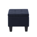 Video Large Storage Ottoman Bench Set, 3 In 1 Combination Ottoman, Tufted Ottoman Linen Bench For Living Room, Entryway, Hallway, Bedroom Support 250Lbs Dark Blue Fabric