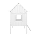 Twin Size Low Loft Wood House Bed With Two Side Windows White Gray Old Sku: Lp000037Aae Gray Solid Wood