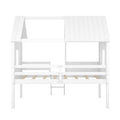 Twin Size Low Loft Wood House Bed With Two Side Windows White Old Sku: Lp000037Aak White Solid Wood