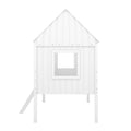 Twin Size Low Loft Wood House Bed With Two Side Windows White Old Sku: Lp000037Aak White Solid Wood