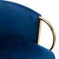 26 Inch Set Of 2 Bar Stools,With Chrome Footrest Velvet Golden Leg Simple Bar Stool,Blue Blue Foam Fabric