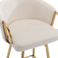 26 Inch Set Of 2 Bar Stools,With Chrome Footrest And Base Velvet Golden Leg Simple Bar Stoo,Cream Cream Foam Fabric